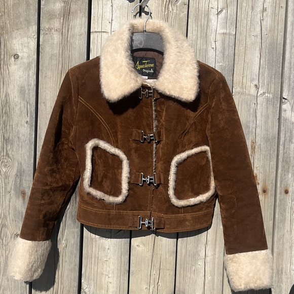 aqua terra Jackets & Blazers - VINTAGE AQUA TERRA COTTON SUEDE BOMBER JACKET SZ M